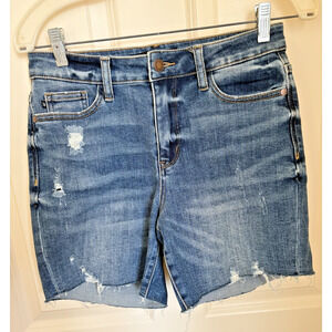 Judy Blue Jean Shorts Women’s Small Frayed Distressed Raw Hem High Rise JB150052